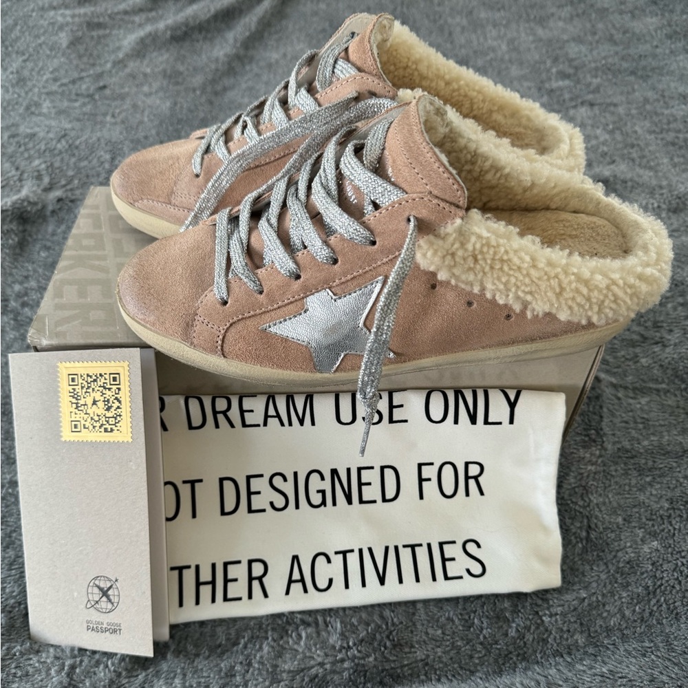 Golden Goose Super Star Sabot Suede Shearling Sneakers